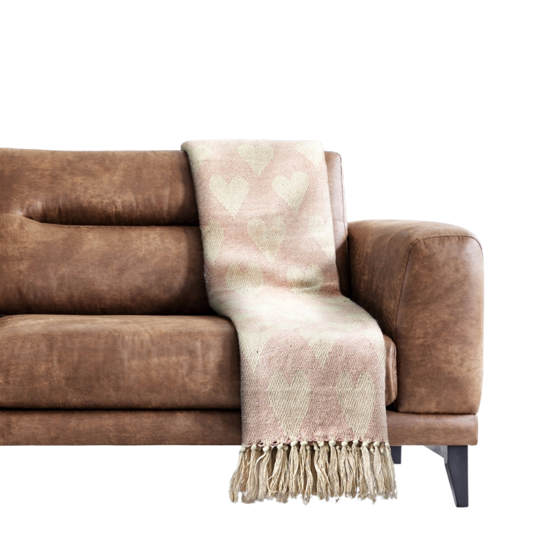 Blush Pink Heart Design Blanket/Throw